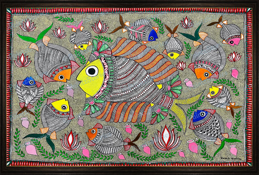 Pond full of fishes in the Mithila region
