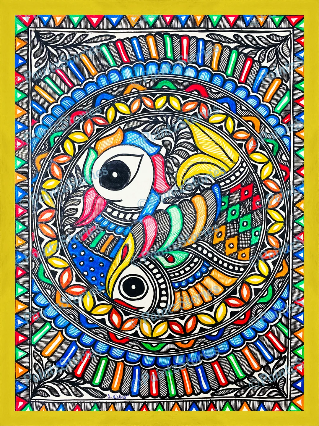 A pair of peacock and fish