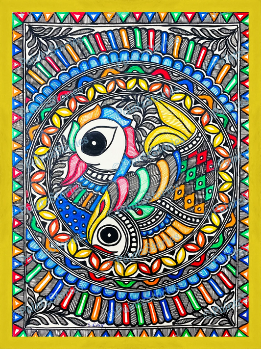 A pair of peacock and fish