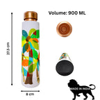 Celebration of Palm Trees copper bottle showing size and dimension details