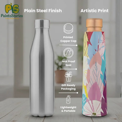 Cycle of Seasons copper water bottle compared with stainless steel bottle highlighting copper advantages