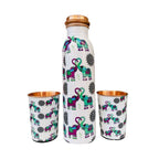 Elephants In Love copper bottle set with glasses handcrafted tamba bottle by PaintzStories