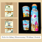 Embracing Rainy Delight copper bottle gift box with bottle, two glasses and premium packaging