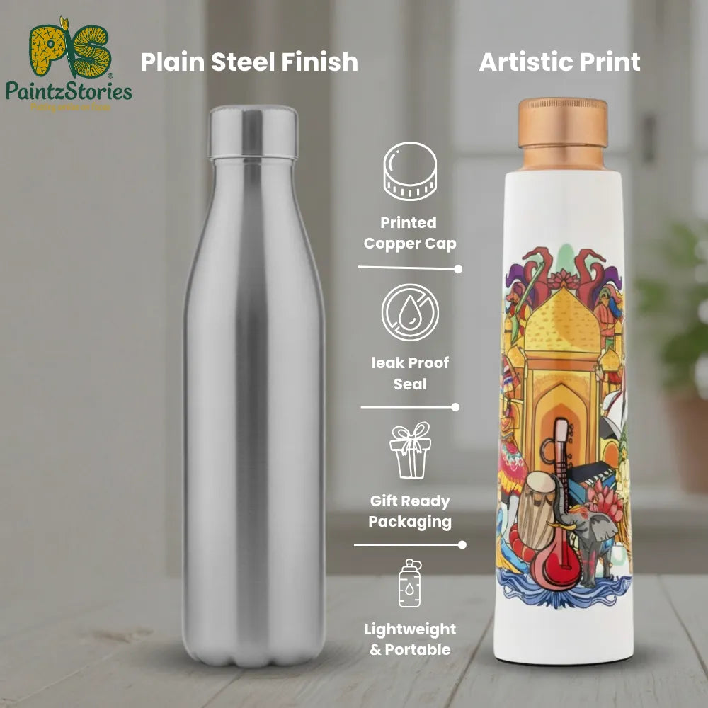 India’s Rich Culture copper water bottle vs steel bottle comparison showing natural copper benefits