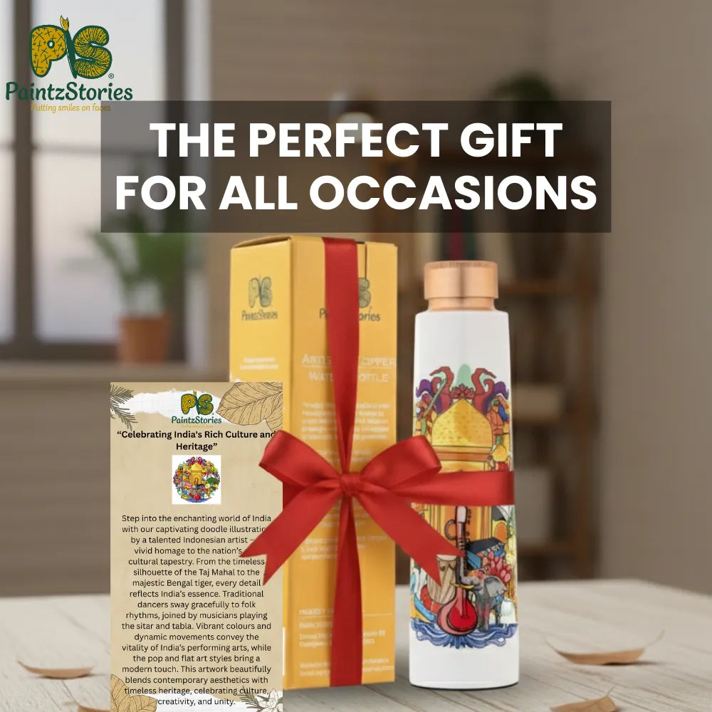 India’s Rich Culture copper water bottle perfect wellness gift for festive occasions, office or home use