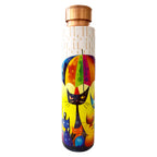 Handmade copper water bottle with Rainy Day Whiskers artwork – premium tamba bottle for wellness and gifting