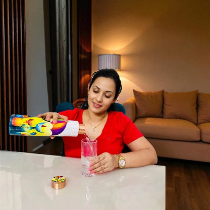 Woman drinking from Rainy Day Whiskers copper bottle – premium wellness tamba bottle