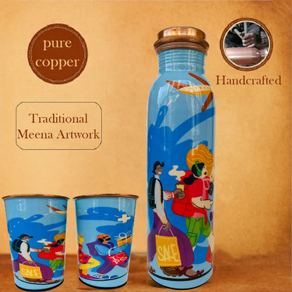 Pure copper handcrafted Travel Tales bottle set highlighting authentic tamba construction