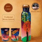 Pure copper handcrafted Tree Serenade tamba bottle set highlighting natural copper material
