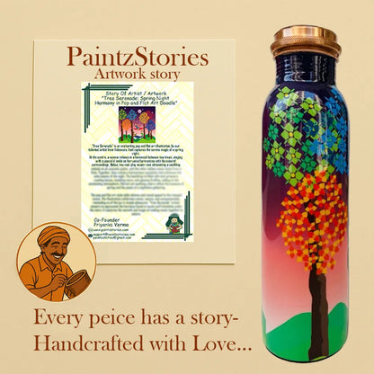 Story letter included with Tree Serenade copper bottle set describing artwork theme