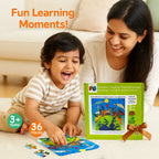 Kids enjoying iconic landmarks wooden puzzle during fun learning activity and exploration