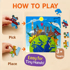 Easy-to-hold world landmarks wooden puzzle pieces designed for small kids’ hands