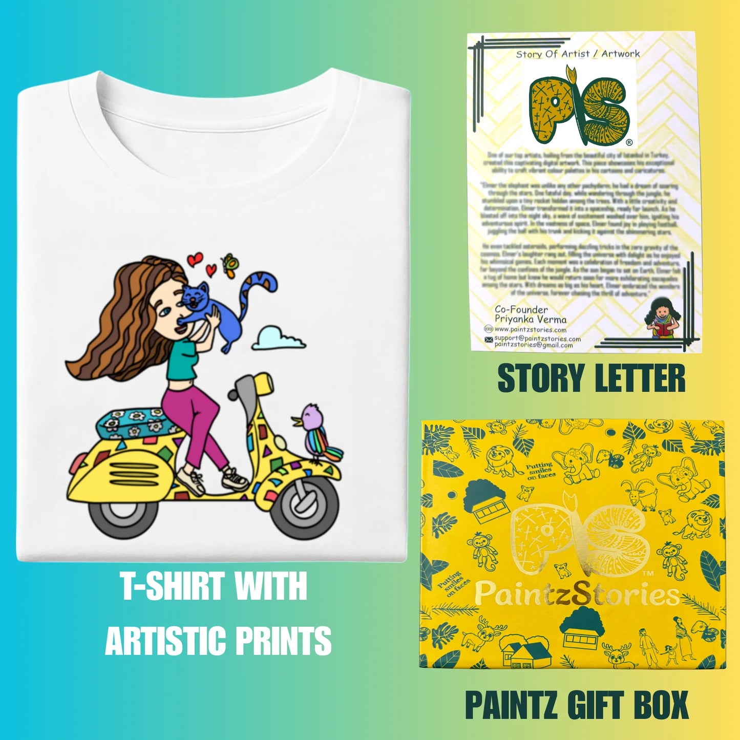 PAINTZSTORIES A girl on scooter Unisex Cotton Round Neck T-Shirt | Modern Stylish Regular Fit Tee for Men & Women – Soft & Breathable Fabric, Casual Daily Wear, Easy Care, Comfortable Everyday Fit