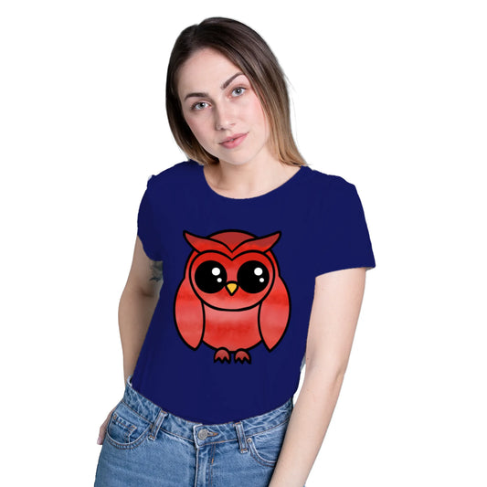 PAINTZSTORIES A graceful owl Unisex Cotton Round Neck T-Shirt | Modern Stylish Regular Fit Tee for Men & Women–Soft & Breathable Fabric, Casual Wear, Easy Care, Straight Hem, Comfortable Everyday Fit