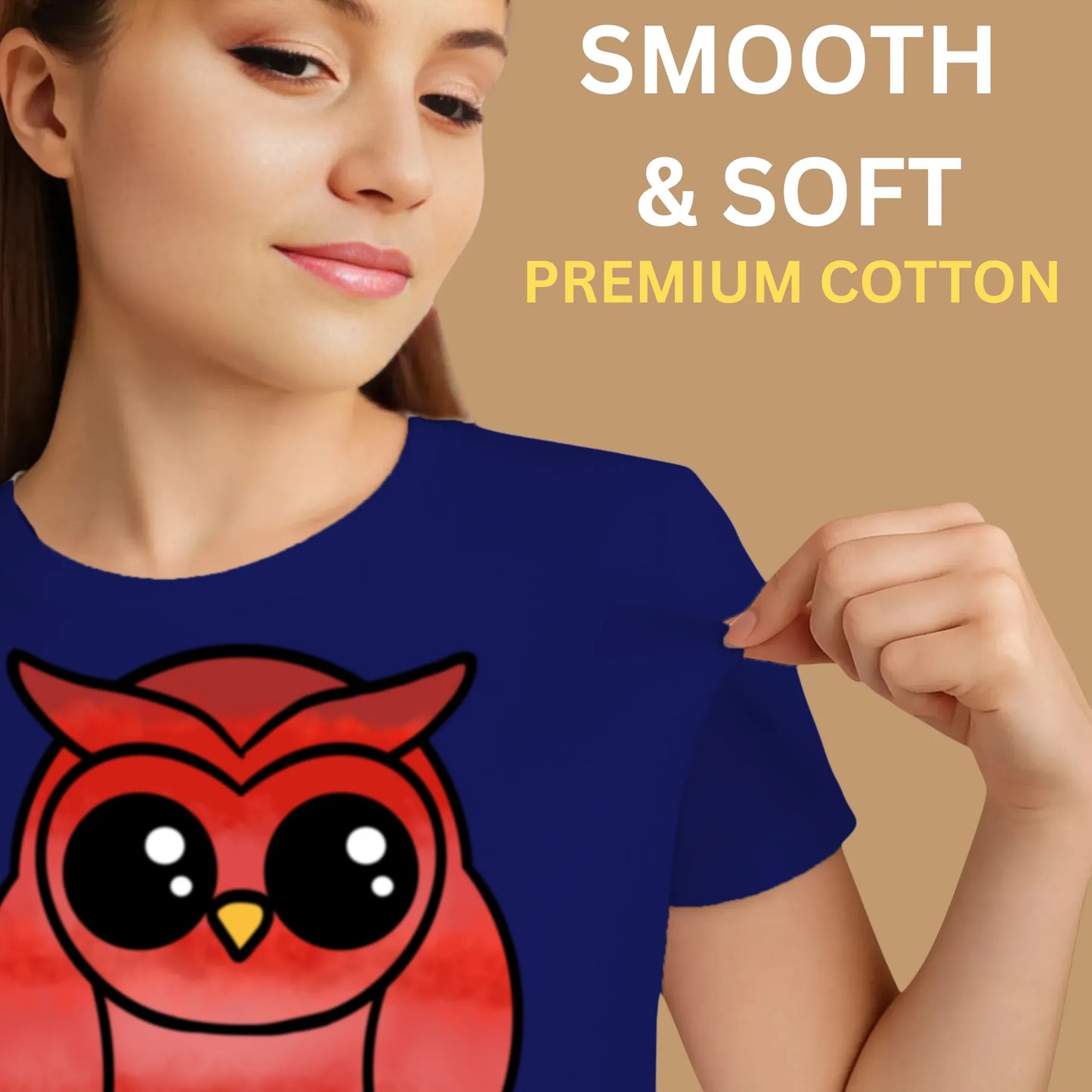 PAINTZSTORIES A graceful owl Unisex Cotton Round Neck T-Shirt | Modern Stylish Regular Fit Tee for Men & Women–Soft & Breathable Fabric, Casual Wear, Easy Care, Straight Hem, Comfortable Everyday Fit