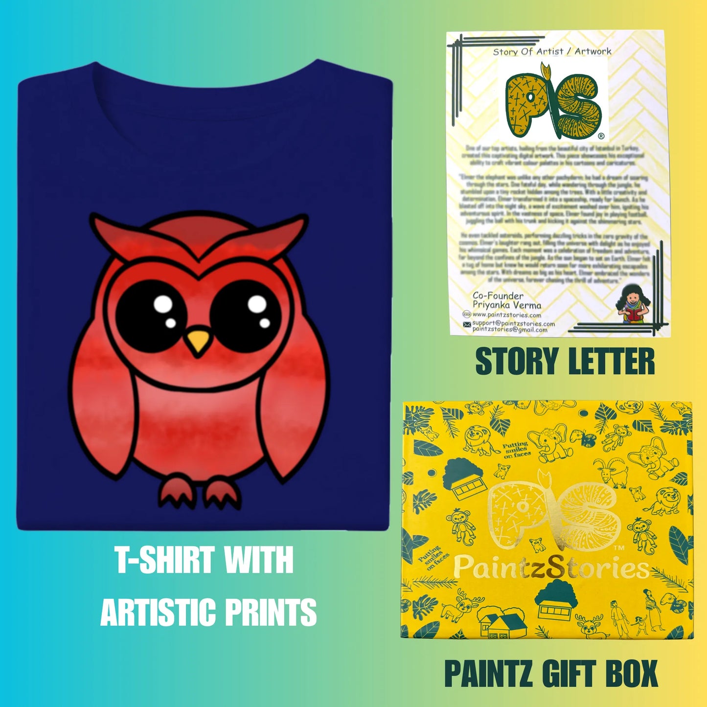 PAINTZSTORIES A graceful owl Unisex Cotton Round Neck T-Shirt | Modern Stylish Regular Fit Tee for Men & Women–Soft & Breathable Fabric, Casual Wear, Easy Care, Straight Hem, Comfortable Everyday Fit