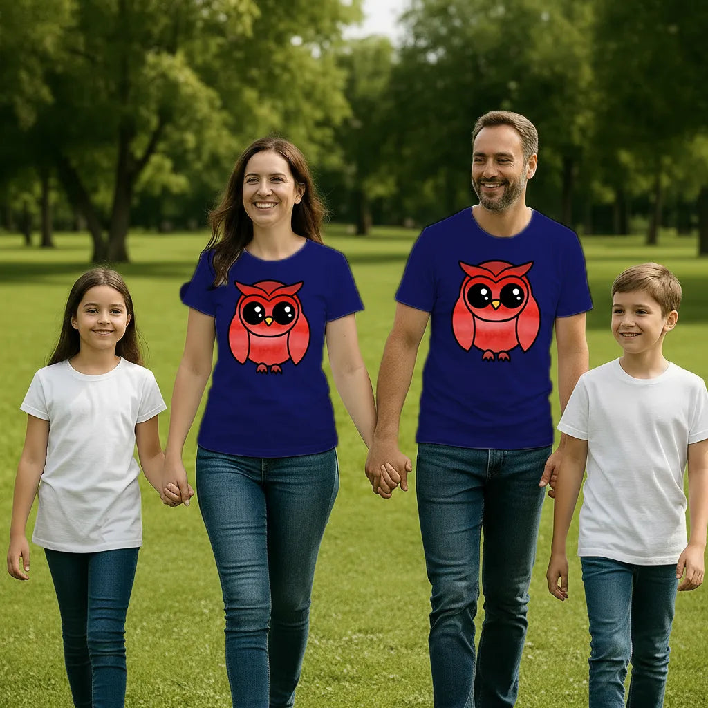 PAINTZSTORIES A graceful owl Unisex Cotton Round Neck T-Shirt | Modern Stylish Regular Fit Tee for Men & Women–Soft & Breathable Fabric, Casual Wear, Easy Care, Straight Hem, Comfortable Everyday Fit