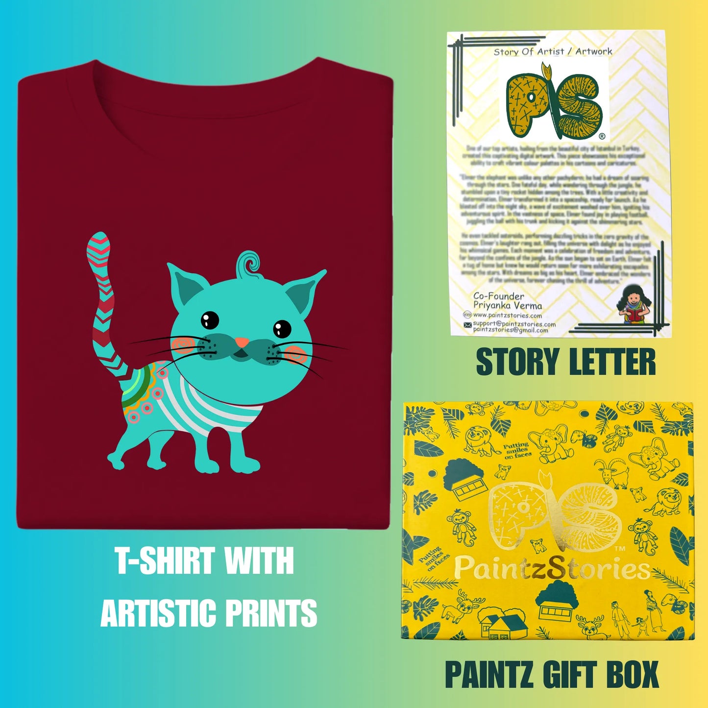 PAINTZSTORIES An adorned cat Unisex Cotton Round Neck T-Shirt | Stylish Regular Fit Tee for Men & Women–Soft & Breathable Fabric, Casual Daily Wear, Easy Care, Straight Hem, Comfortable Everyday Fit