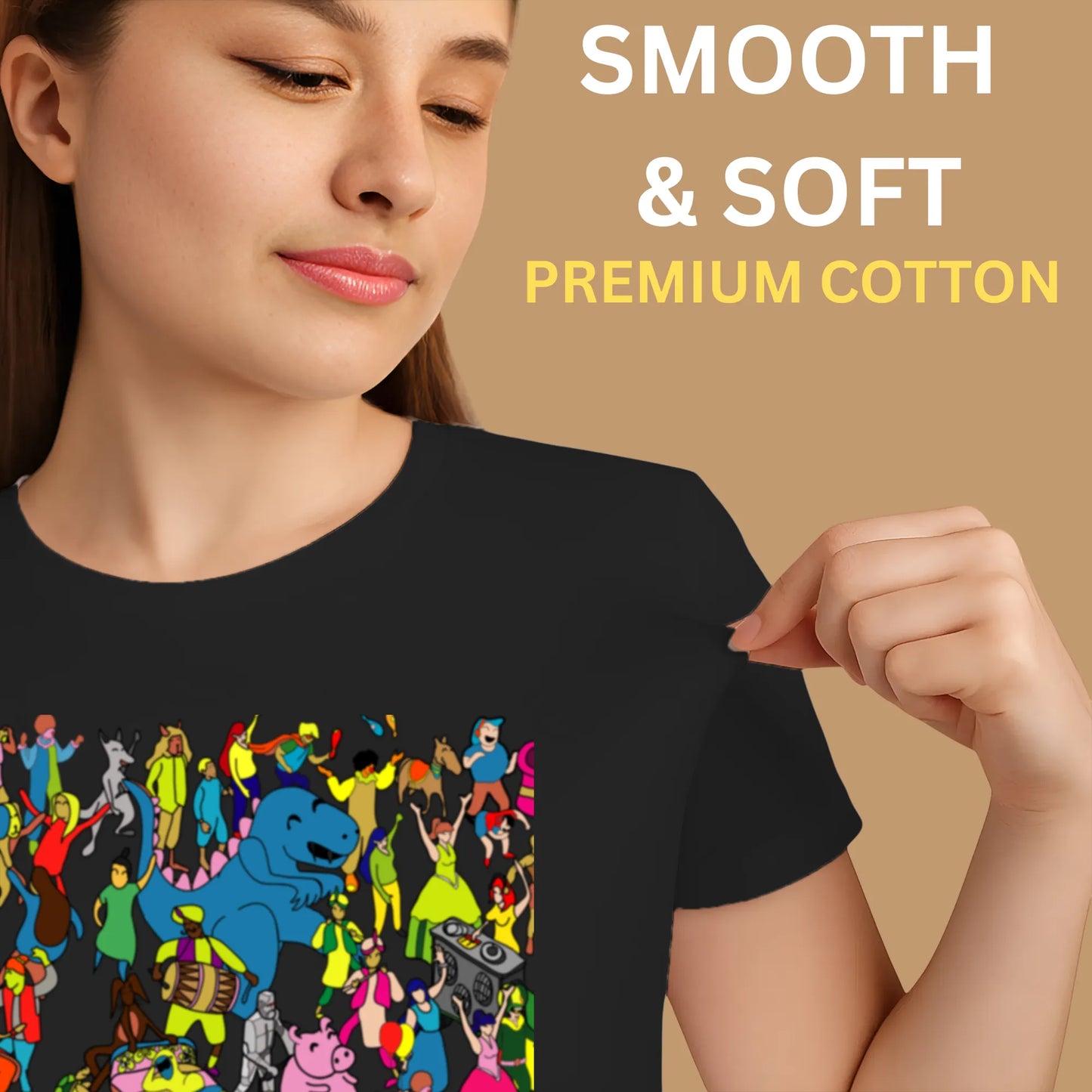 PAINTZSTORIES Celebrating Diversity Unisex Cotton Round Neck T-Shirt | Modern Stylish Regular Fit Tee for Men & Women – Soft & Breathable Fabric, Easy Care, Straight Hem, Comfortable Everyday Fit