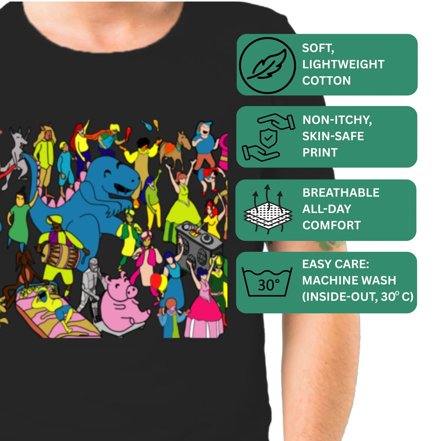 PAINTZSTORIES Celebrating Diversity Unisex Cotton Round Neck T-Shirt | Modern Stylish Regular Fit Tee for Men & Women – Soft & Breathable Fabric, Easy Care, Straight Hem, Comfortable Everyday Fit