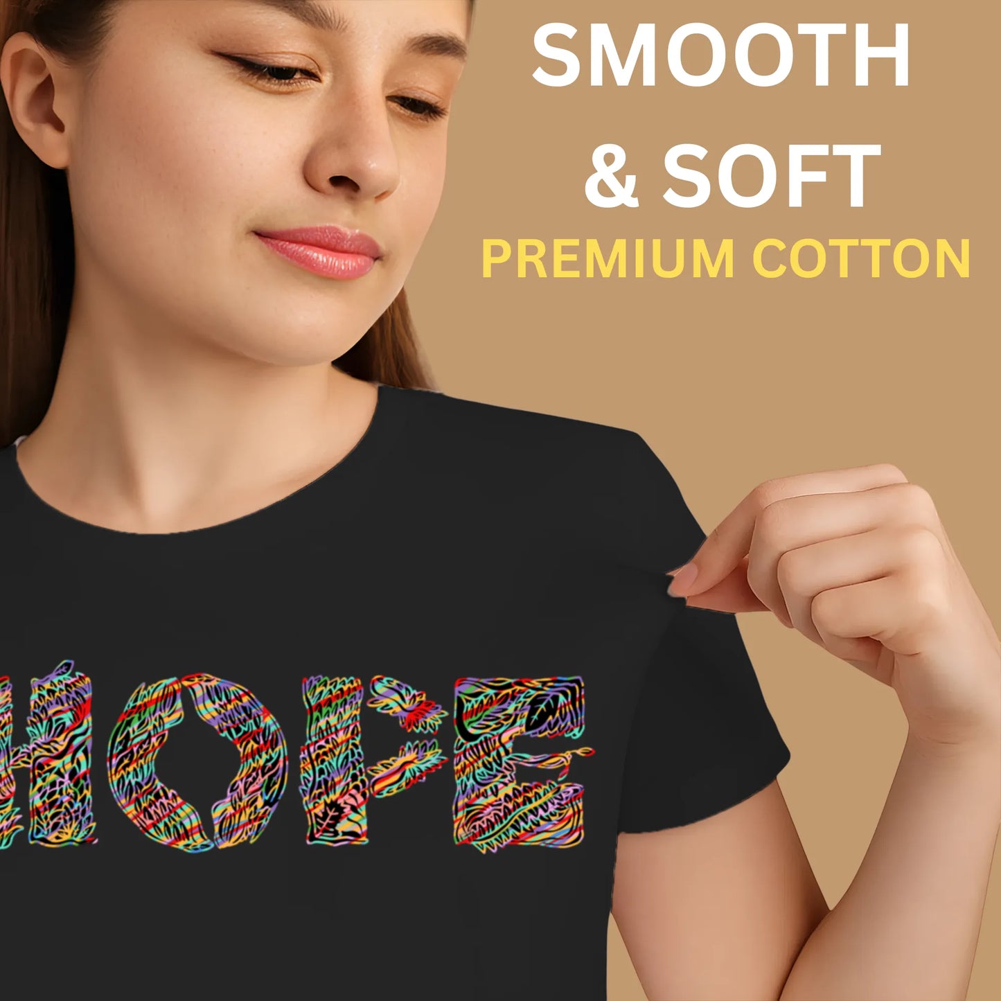 PAINTZSTORIES Essence of HOPE Unisex Cotton Round Neck T-Shirt | Modern Regular Fit Tee for Men & Women–Soft & Breathable Fabric, Casual Daily Wear, Easy Care, Straight Hem, Comfortable Everyday Fit