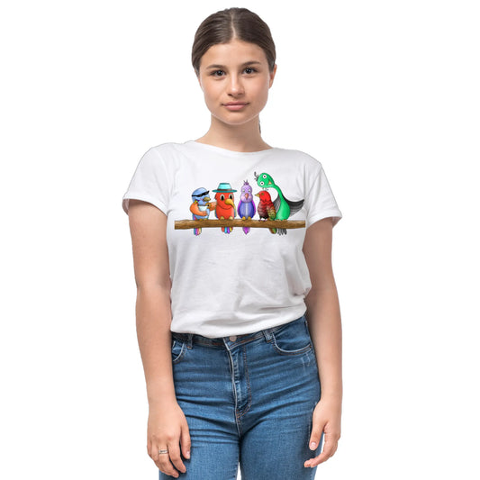 PAINTZSTORIES Five colourful Birds Unisex Cotton Round Neck T-Shirt | Modern Stylish Regular Fit Tee for Men & Women – Soft & Breathable Fabric, Casual Wear, Straight Hem, Comfortable Everyday Fit