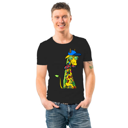 PAINTZSTORIES Giraffe with bow tie Unisex Cotton Round Neck T-Shirt | Modern Stylish Regular Fit Tee for Men & Women – Soft & Breathable Fabric, Casual Daily Wear, Easy Care, Comfortable Everyday Fit