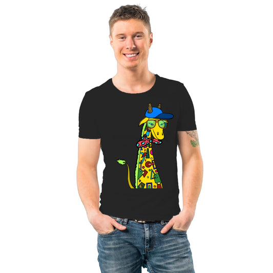 PAINTZSTORIES Giraffe with bow tie Unisex Cotton Round Neck T-Shirt | Modern Stylish Regular Fit Tee for Men & Women – Soft & Breathable Fabric, Casual Daily Wear, Easy Care, Comfortable Everyday Fit