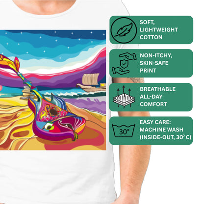 PAINTZSTORIES Harmonious Melodies Unisex Cotton Round Neck T-Shirt | Modern Stylish Regular Fit Tee for Men & Women – Soft & Breathable Fabric, Casual Daily Wear, Easy Care, Comfortable Everyday Fit