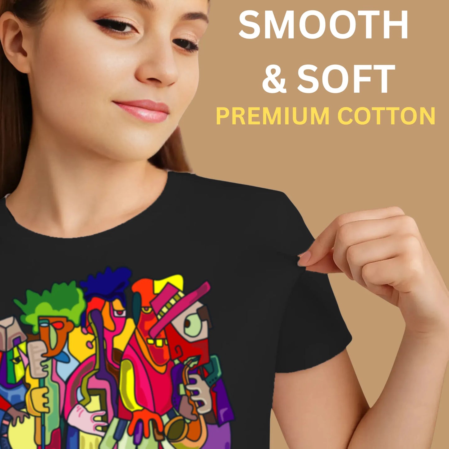 PAINTZSTORIES Harmony in Abstraction Unisex Cotton Round Neck T-Shirt | Modern Stylish Regular Fit Tee for Men & Women – Soft & Breathable Fabric, Easy Care, Straight Hem, Comfortable Everyday Fit