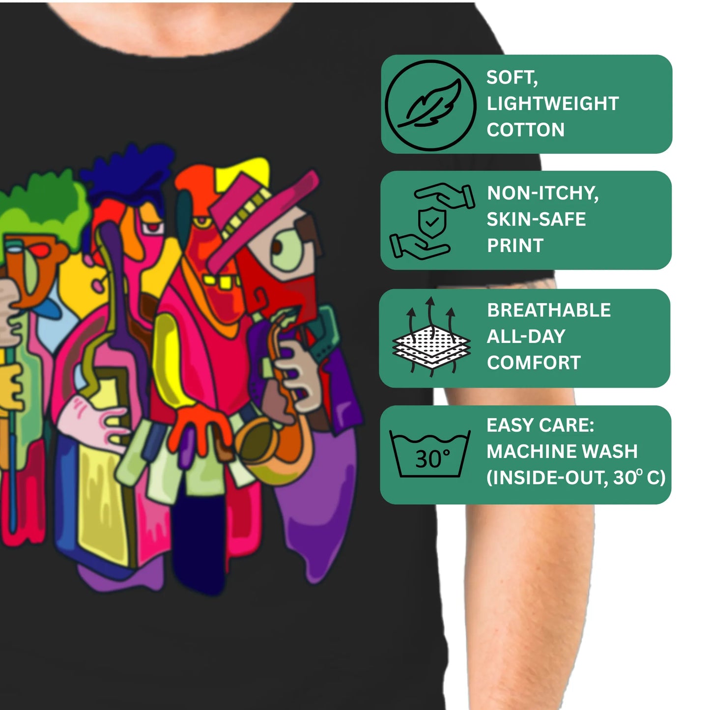 PAINTZSTORIES Harmony in Abstraction Unisex Cotton Round Neck T-Shirt | Modern Stylish Regular Fit Tee for Men & Women – Soft & Breathable Fabric, Easy Care, Straight Hem, Comfortable Everyday Fit