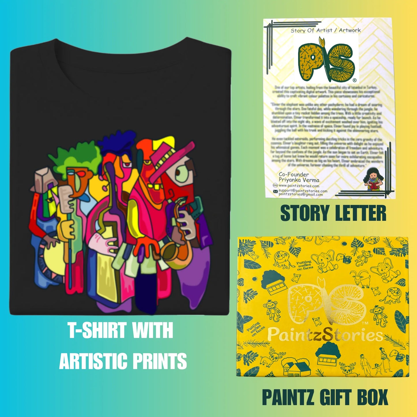 PAINTZSTORIES Harmony in Abstraction Unisex Cotton Round Neck T-Shirt | Modern Stylish Regular Fit Tee for Men & Women – Soft & Breathable Fabric, Easy Care, Straight Hem, Comfortable Everyday Fit