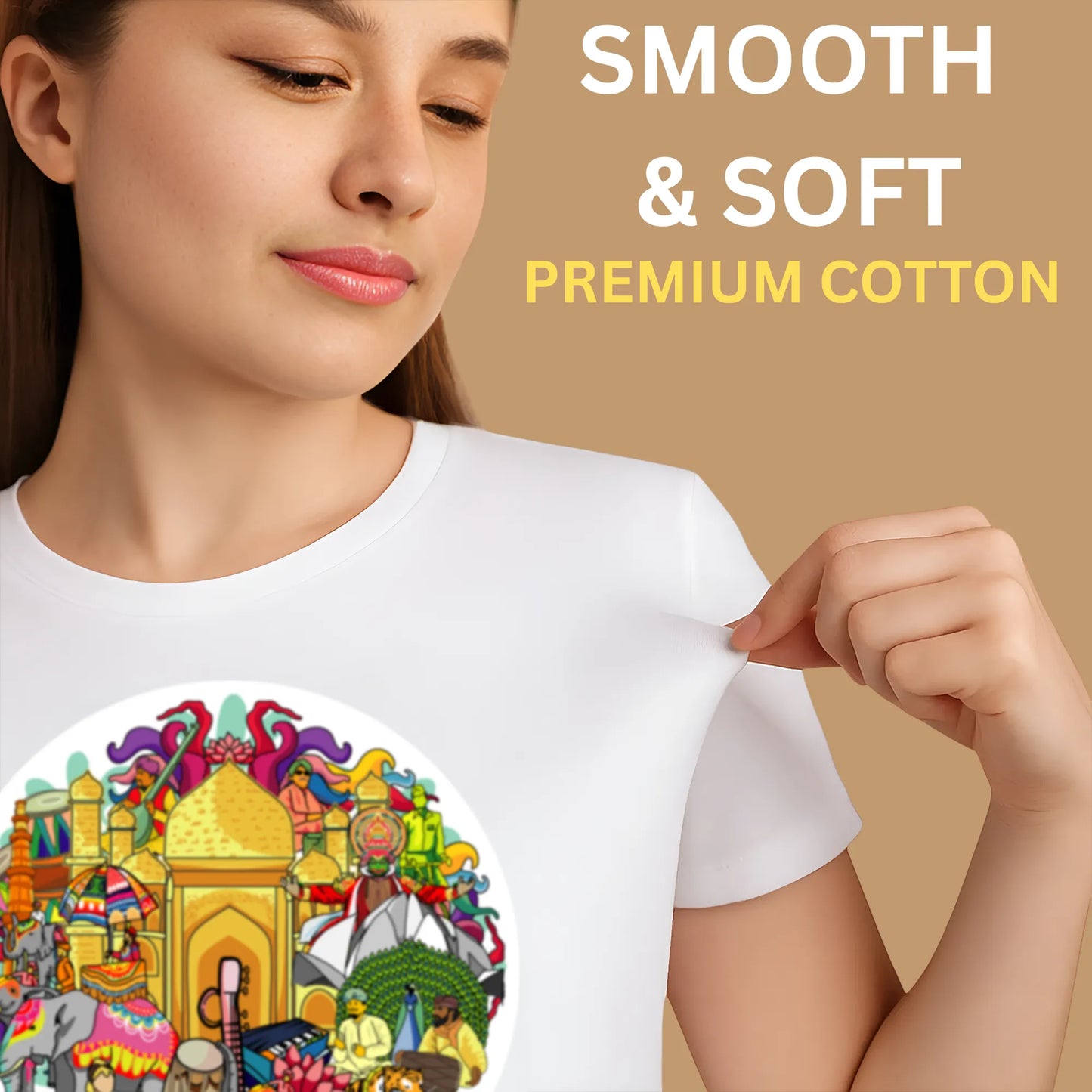 PAINTZSTORIES India's Rich Culture Unisex Cotton Round Neck T-Shirt | Modern Stylish Regular Fit Tee for Men & Women–Soft & Breathable Fabric, Casual Daily Wear, Straight Hem, Comfortable Everyday Fit