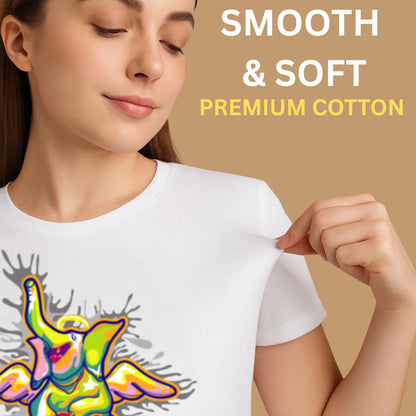 PAINTZSTORIES Smile of Death Unisex Cotton Round Neck T-Shirt | Modern Stylish Regular Fit Tee for Men & Women–Soft & Breathable Fabric, Daily Wear, Easy Care, Straight Hem, Comfortable Everyday Fit