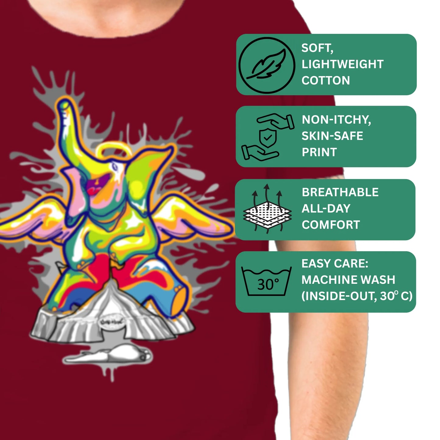 PAINTZSTORIES Smile of Death Unisex Cotton Round Neck T-Shirt | Modern Stylish Regular Fit Tee for Men & Women–Soft & Breathable Fabric, Daily Wear, Easy Care, Straight Hem, Comfortable Everyday Fit