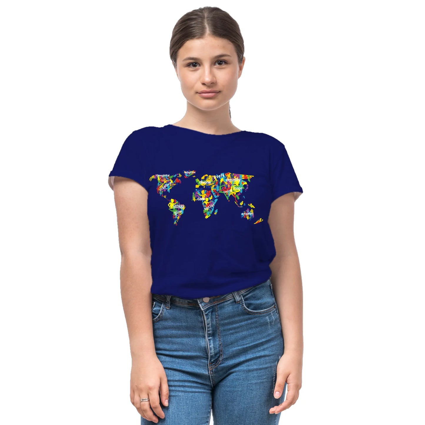 PAINTZSTORIES The Humanity Map Unisex Cotton Round Neck T-Shirt | Modern Regular Fit Tee for Men & Women–Soft & Breathable Fabric, Casual Daily Wear, Easy Care, Straight Hem, Comfortable Everyday Fit