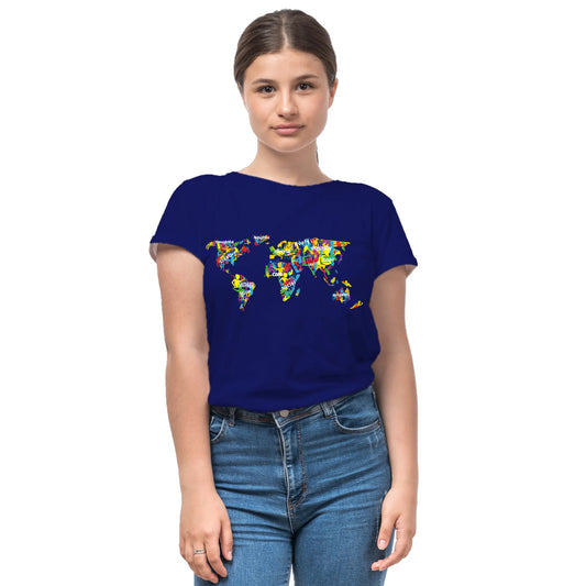PAINTZSTORIES The Humanity Map Unisex Cotton Round Neck T-Shirt | Modern Regular Fit Tee for Men & Women–Soft & Breathable Fabric, Casual Daily Wear, Easy Care, Straight Hem, Comfortable Everyday Fit