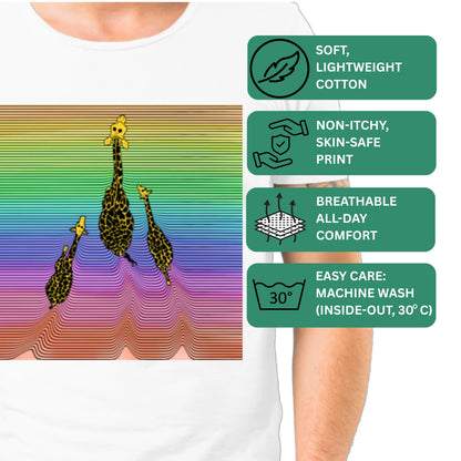 PAINTZSTORIES Three giraffes Unisex Cotton Round Neck T-Shirt | Modern Stylish Regular Fit Tee for Men & Women – Soft & Breathable Fabric, Casual Daily Wear, Straight Hem, Comfortable Everyday Fit