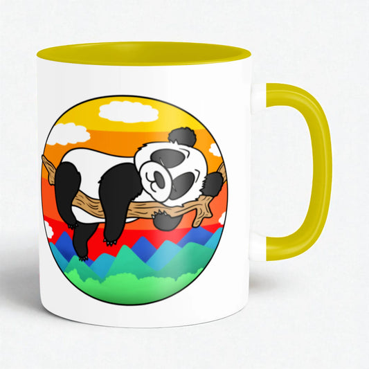 PAINTZSTORIES A Cute Panda Artistic Ceramic Coffee Mug with Digital Print by Global Artists | Durable Ceramic Cup for Coffee, Tea & Cold Beverages | Printed Mug for Birthday Gift | 350ml