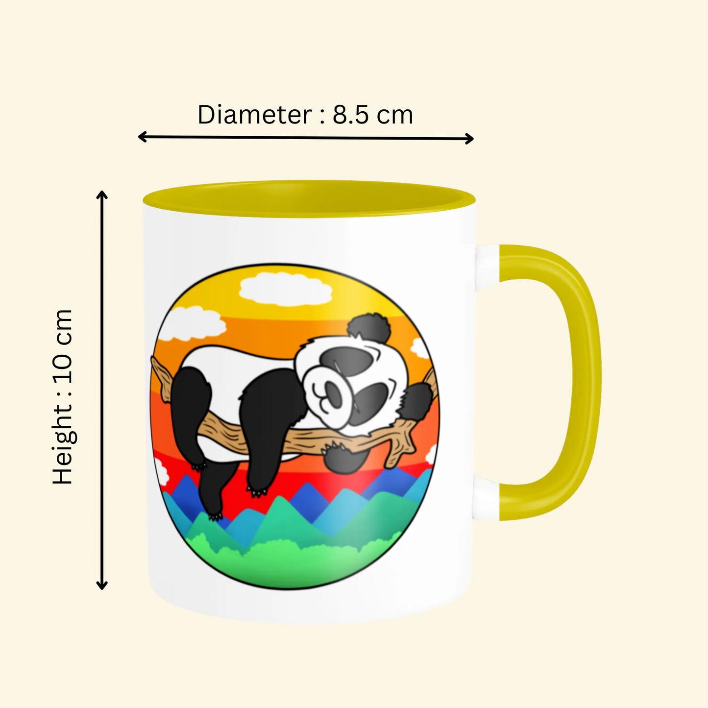 PAINTZSTORIES A Cute Panda Artistic Ceramic Coffee Mug with Digital Print by Global Artists | Durable Ceramic Cup for Coffee, Tea & Cold Beverages | Printed Mug for Birthday Gift | 350ml