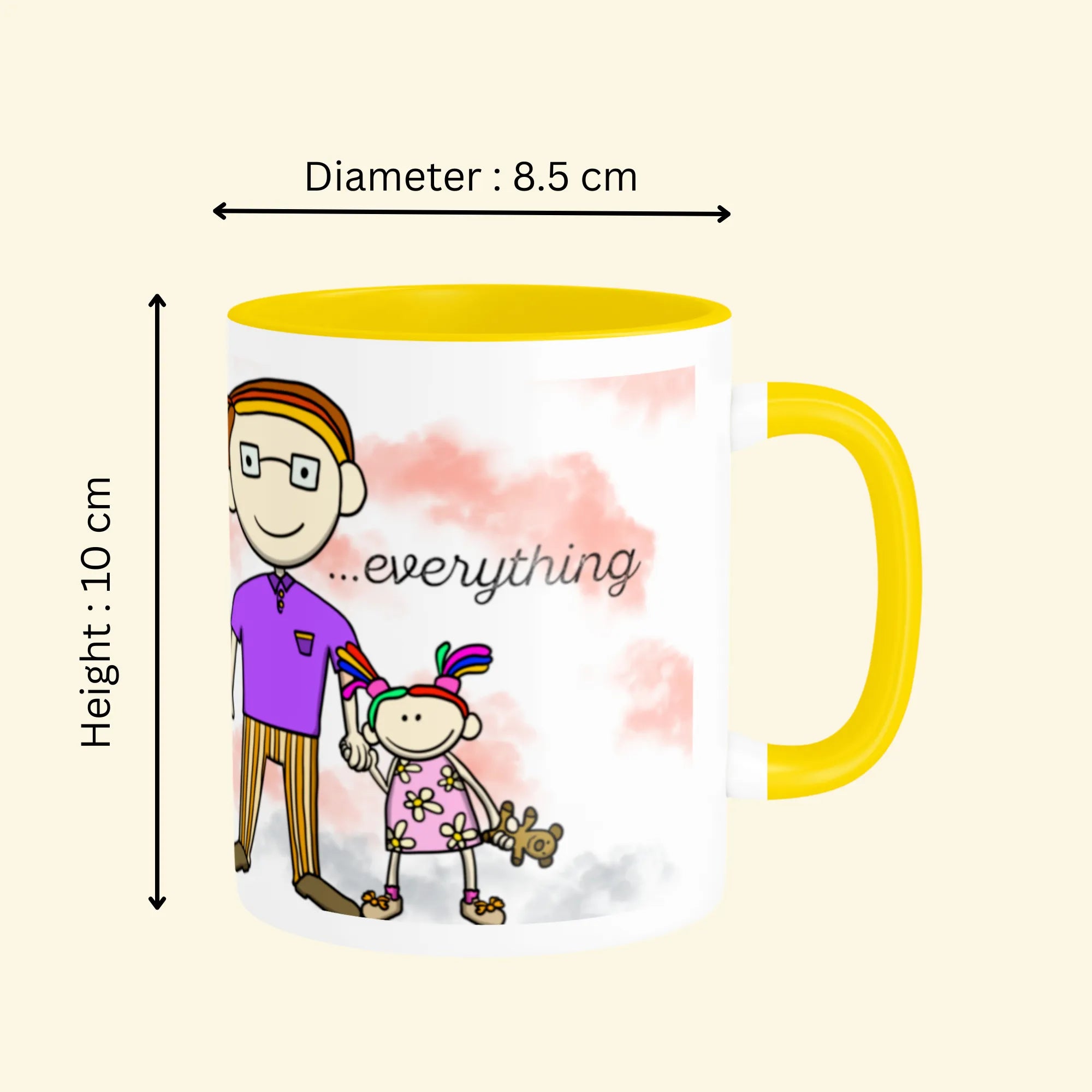 Dimensions of Joyful Family ceramic mug