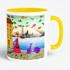 Walking Lady artistic ceramic coffee mug by PaintzStories