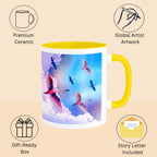 Features of Birds in Sky premium printed mug