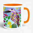 Colourful Kingfisher artistic ceramic coffee mug by PaintzStories