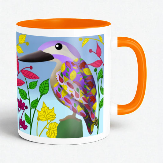 PAINTZSTORIES Colourful Kingfisher Artistic Ceramic Coffee Mug with Digital Print by Global Artists | Durable Ceramic Cup for Coffee, Tea & Cold Beverages | Printed Mug for Birthday Gift | 350ml