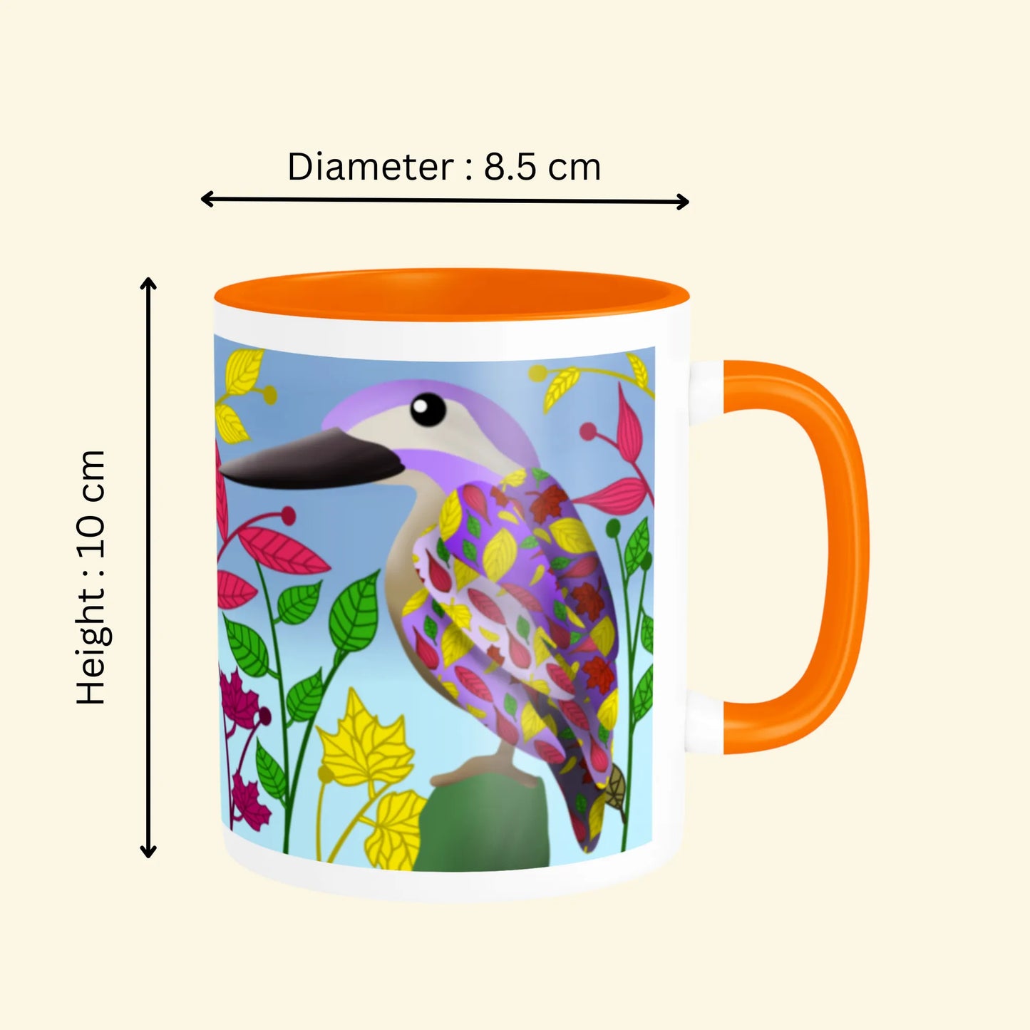 PAINTZSTORIES Colourful Kingfisher Artistic Ceramic Coffee Mug with Digital Print by Global Artists | Durable Ceramic Cup for Coffee, Tea & Cold Beverages | Printed Mug for Birthday Gift | 350ml