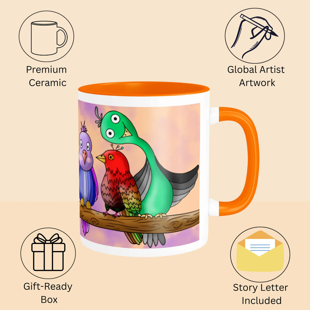 Features of Five Colourful Birds durable printed mug