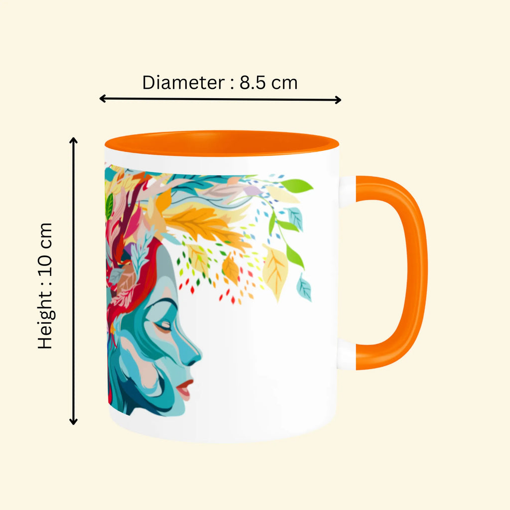 Dimensions of Floral Reflections ceramic mug showing size and capacity