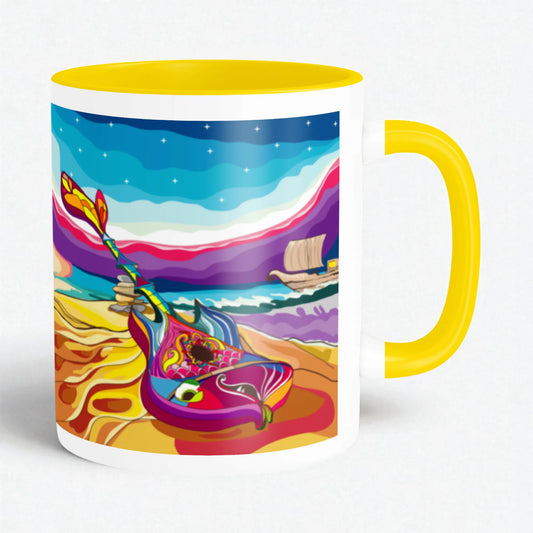 PAINTZSTORIES Harmonious Melodies Artistic Ceramic Coffee Mug with Digital Print by Global Artists | Durable Ceramic Cup for Coffee, Tea & Cold Beverages | Printed Mug for Birthday Gift | 350ml