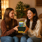 Friends exchanging Harmony in Diversity mug as a gift